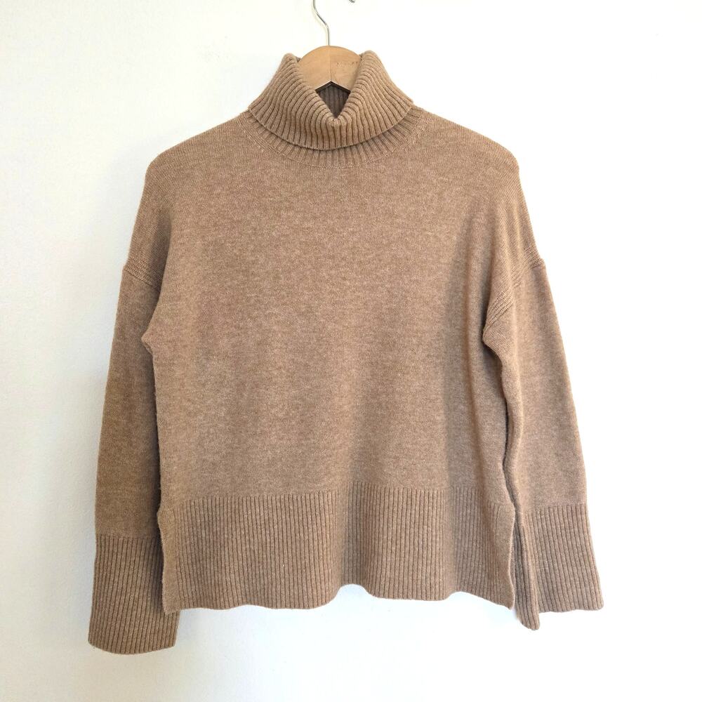 J.Crew Supersoft Yarn Camel Merino Wool Alpaca Blend Turtleneck Sweater XS